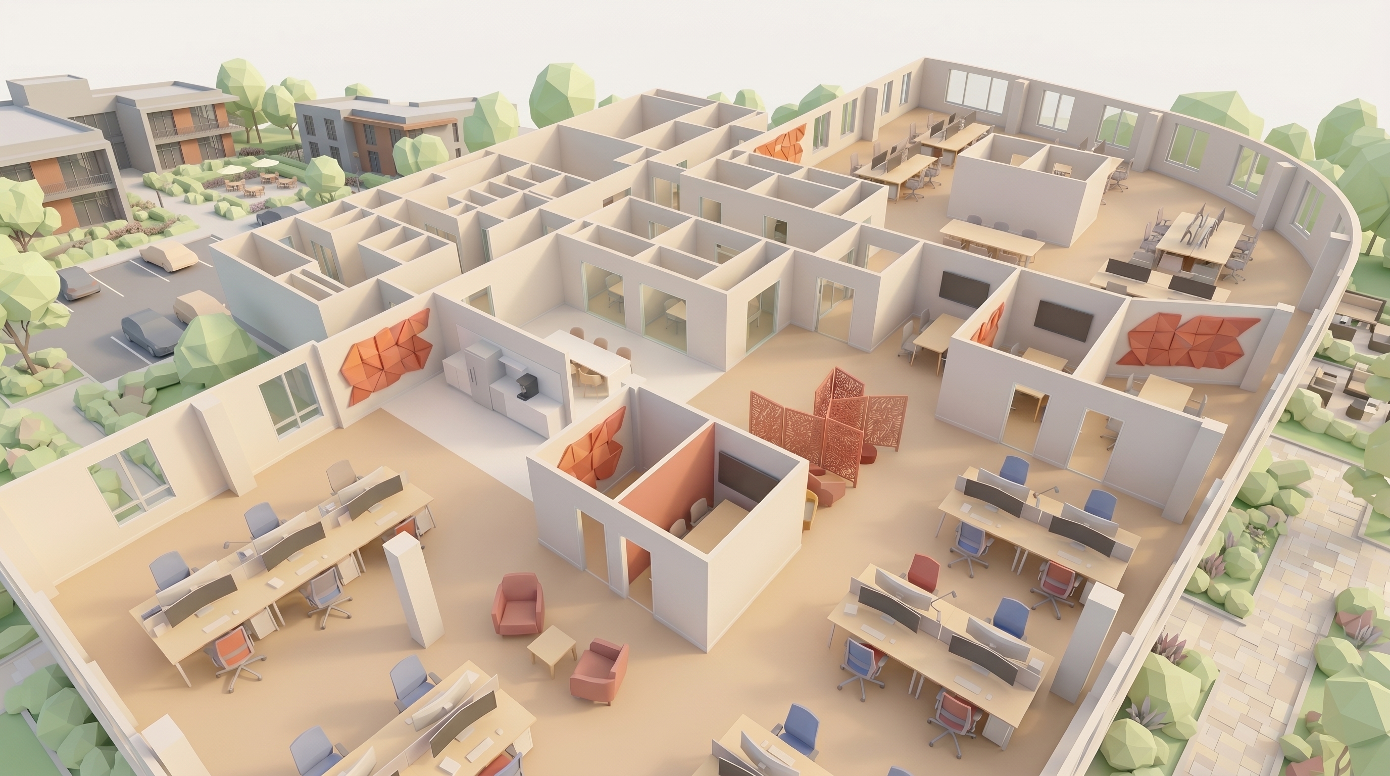 Low-poly geometric render example